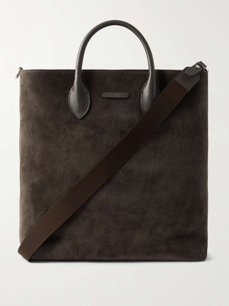 Full Grain Leather-Trimmed Suede Tote