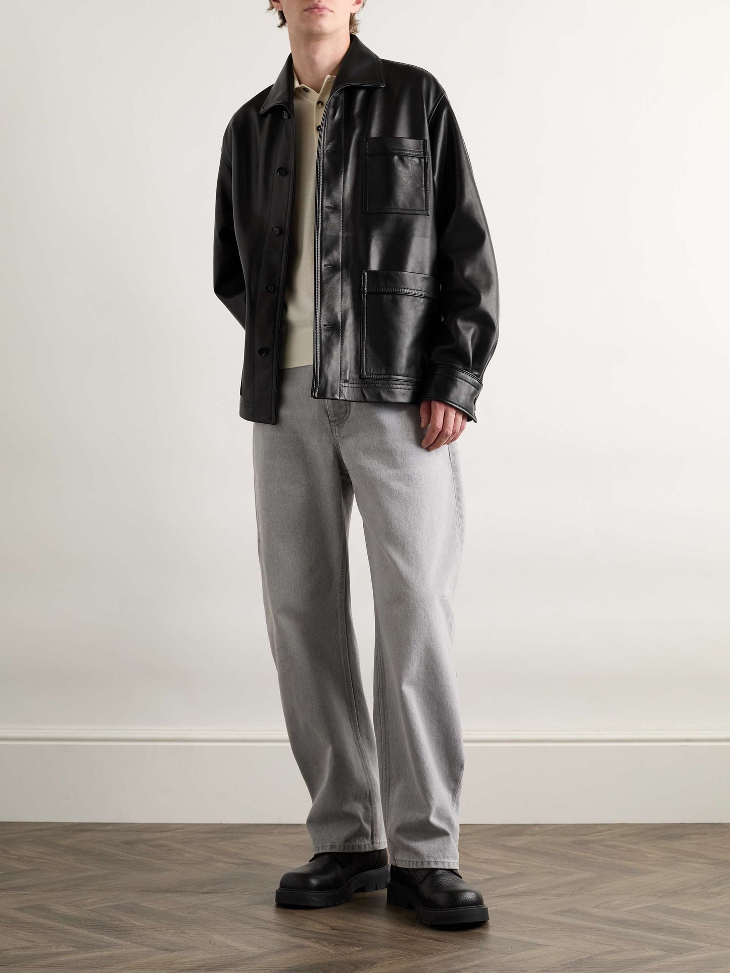 BONOVA Men Leather Overshirt