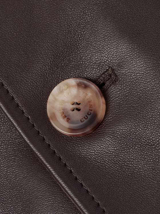 BRUNELLO Belted Leather Jacket