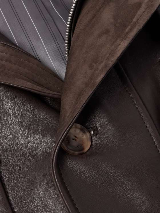 BRUNELLO Belted Leather Jacket