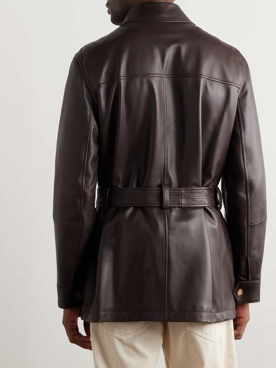 BRUNELLO Belted Leather Jacket