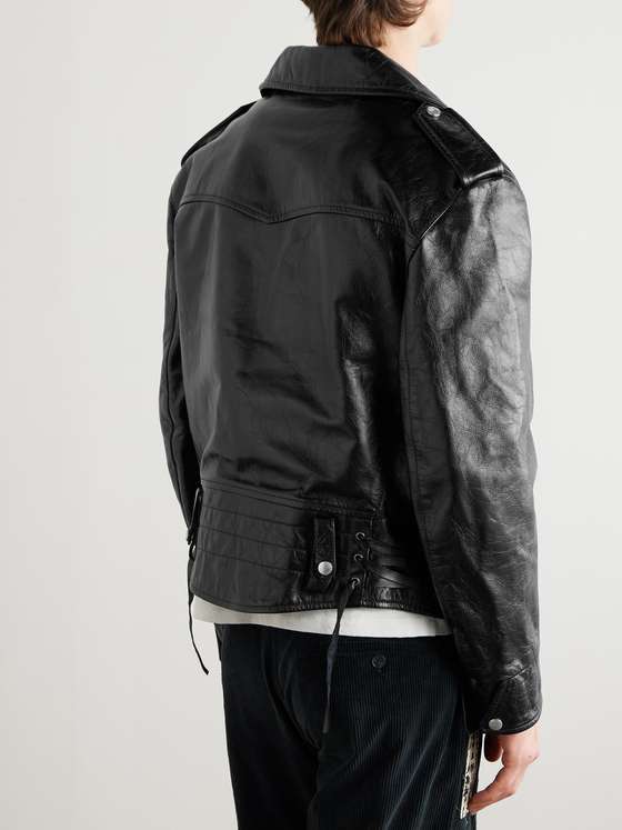 DISTRESSED Men Leather Biker Jacket