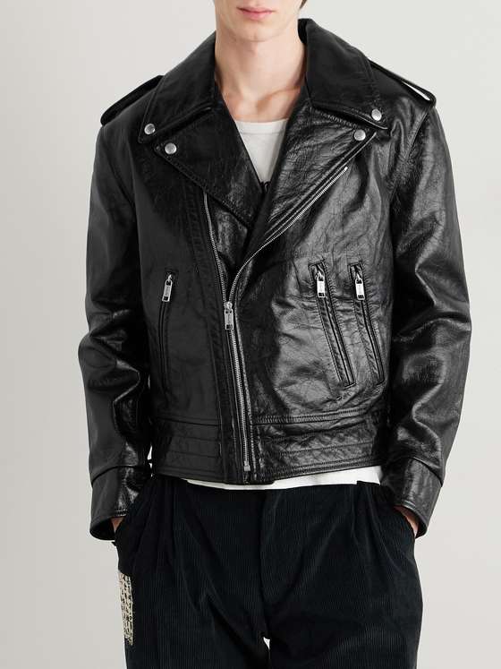 DISTRESSED Men Leather Biker Jacket