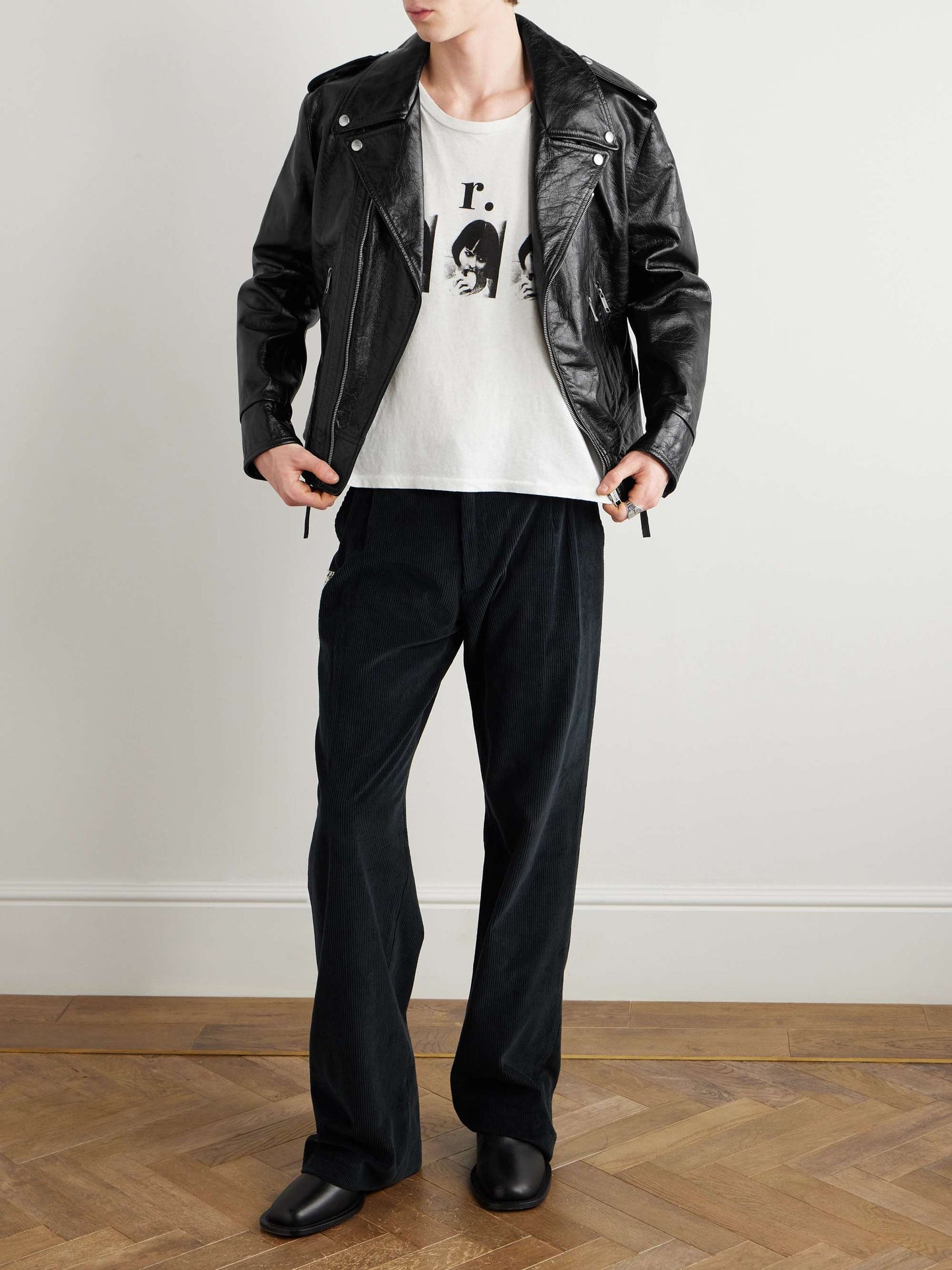 DISTRESSED Men Leather Biker Jacket