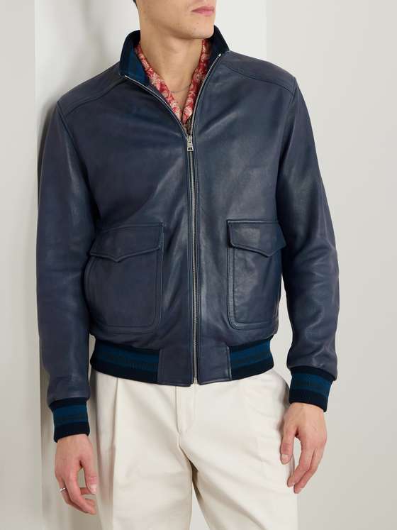 RETRO Men Leather Bomber Jacket