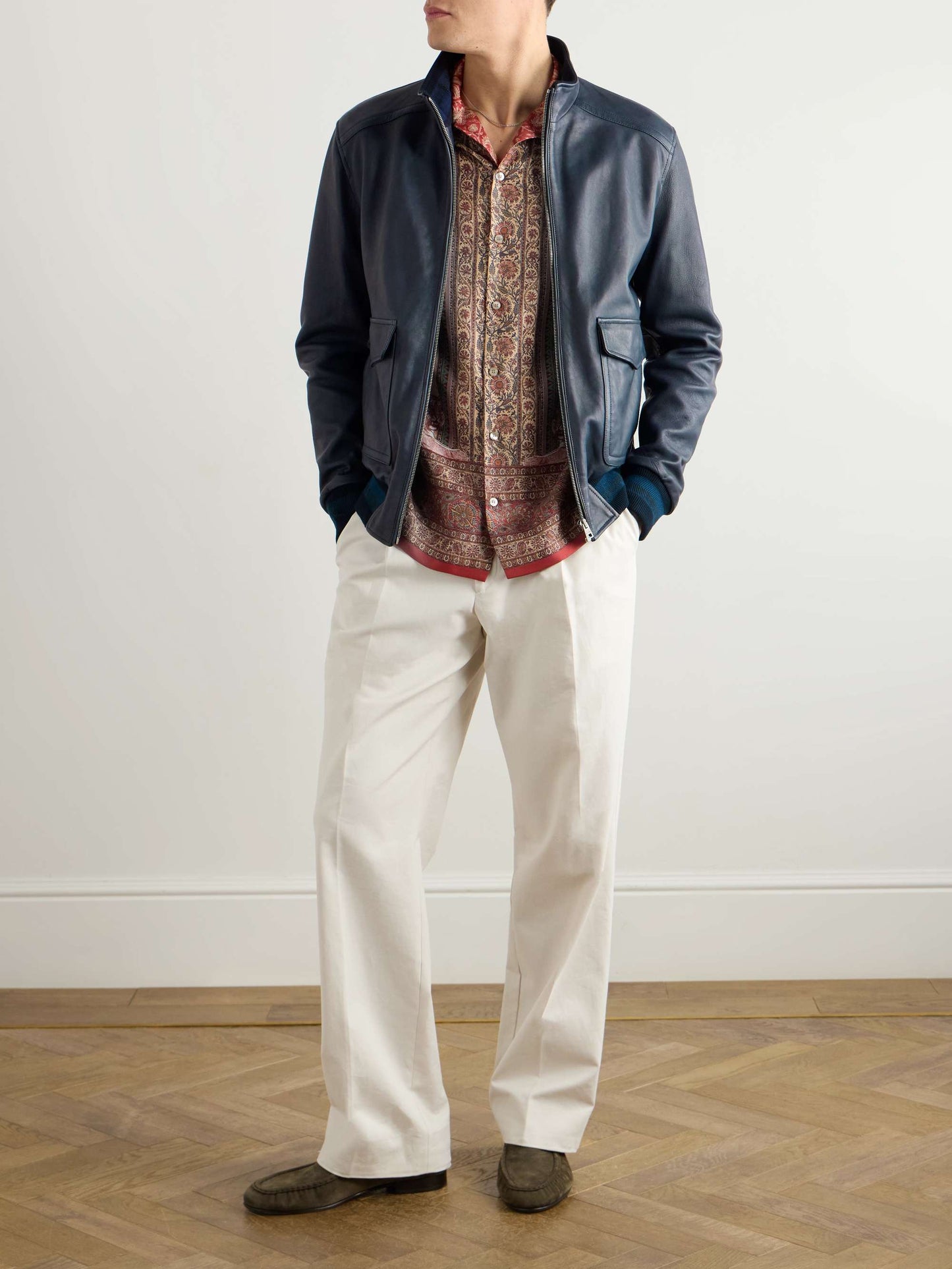 RETRO Men Leather Bomber Jacket