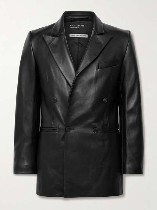 Double-Breasted Leather Blazer