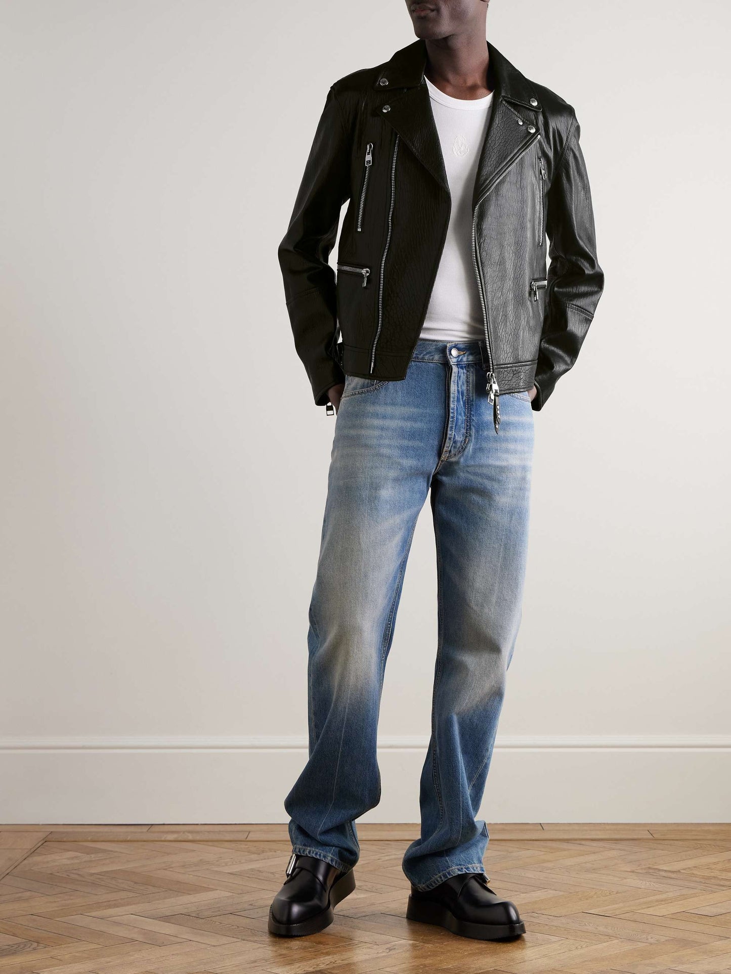 ORWELL Men Leather Biker Jacket