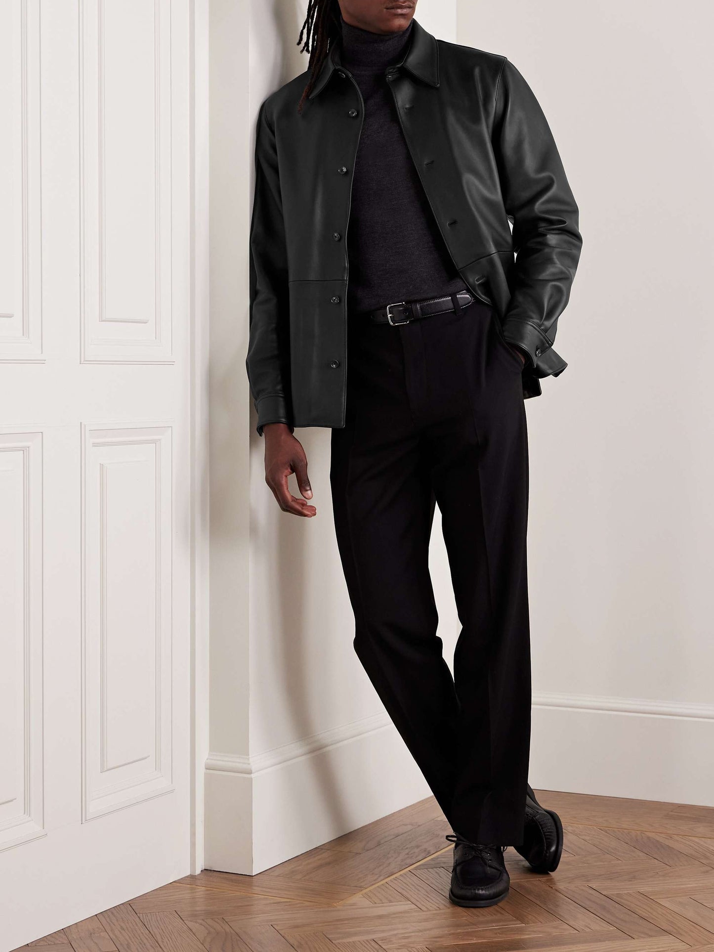 ALTONA Men Black Leather Jacket