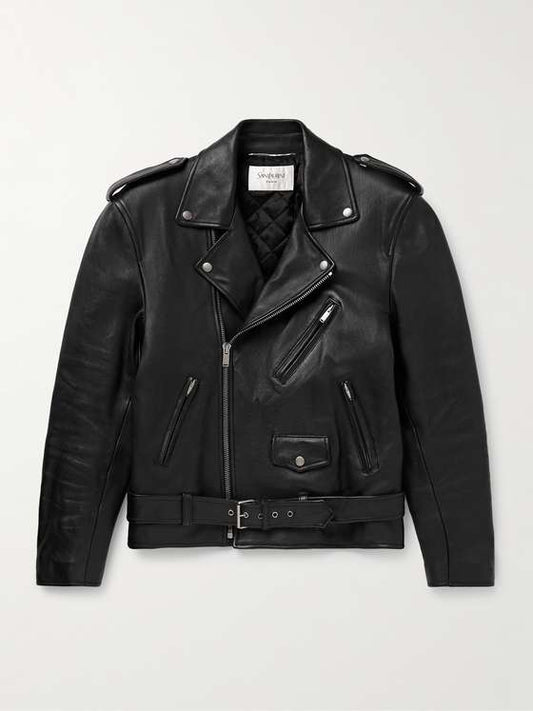 STEAPHAN Men Leather Biker Jacket