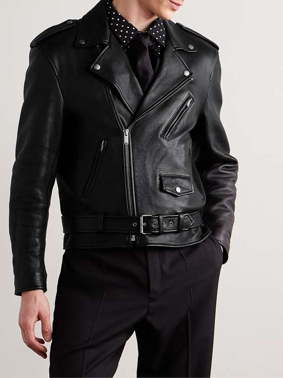 STEAPHAN Men Leather Biker Jacket