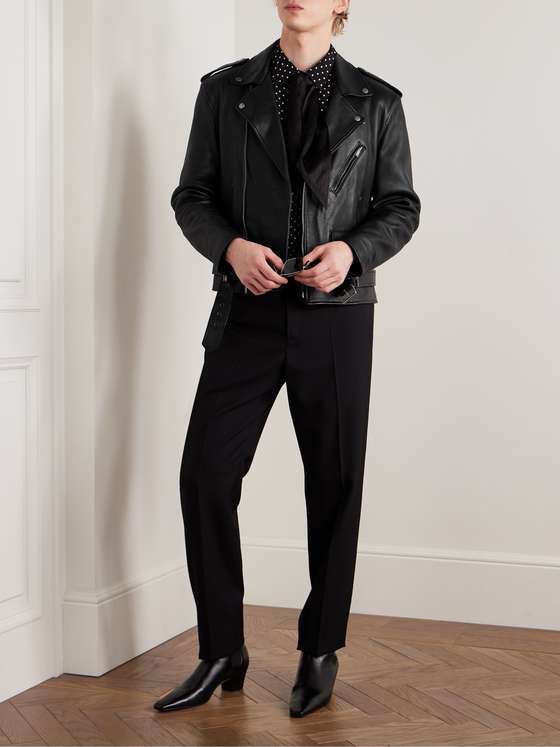 STEAPHAN Men Leather Biker Jacket