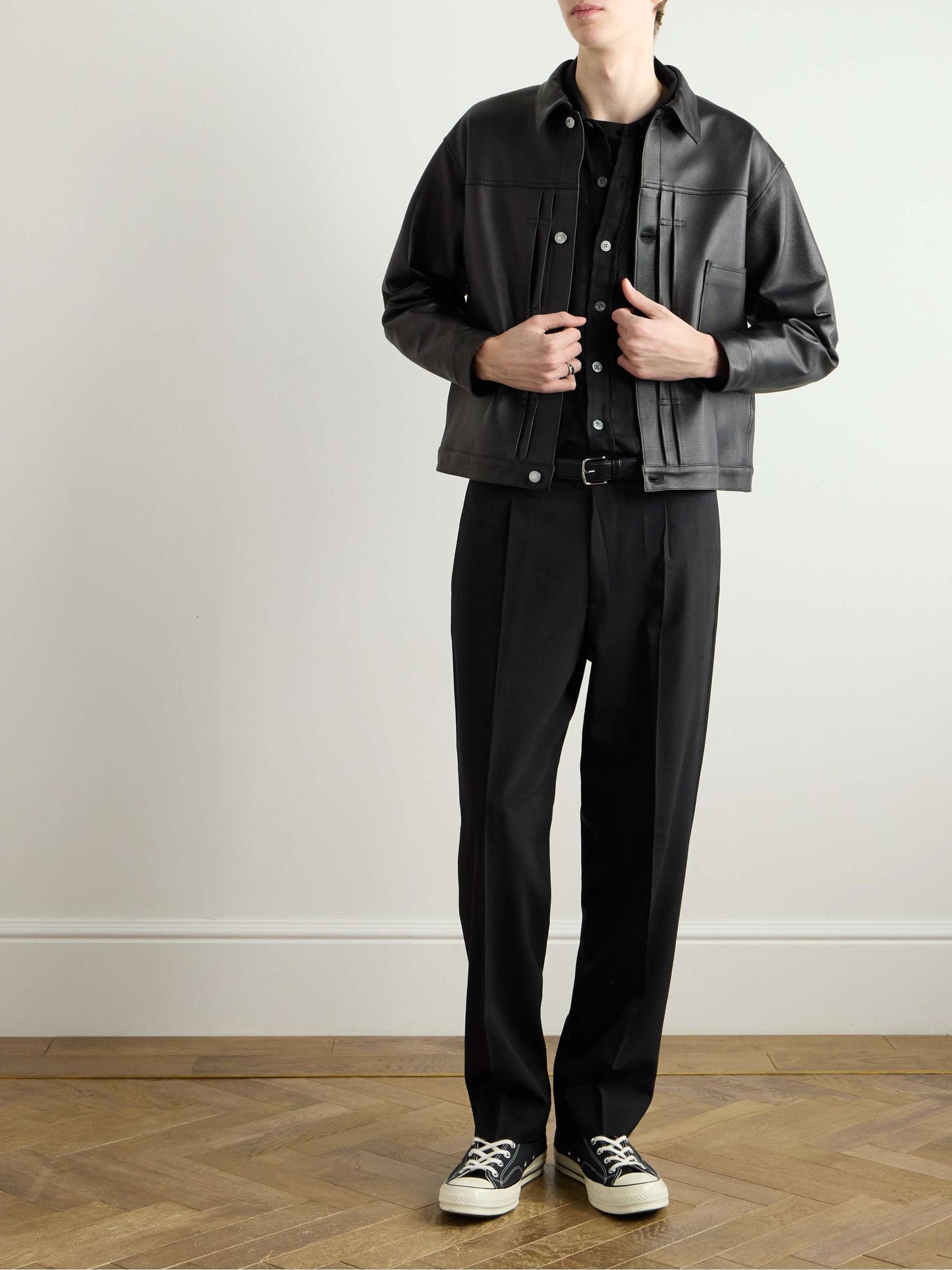 FENTI Cropped Men Leather Jacket
