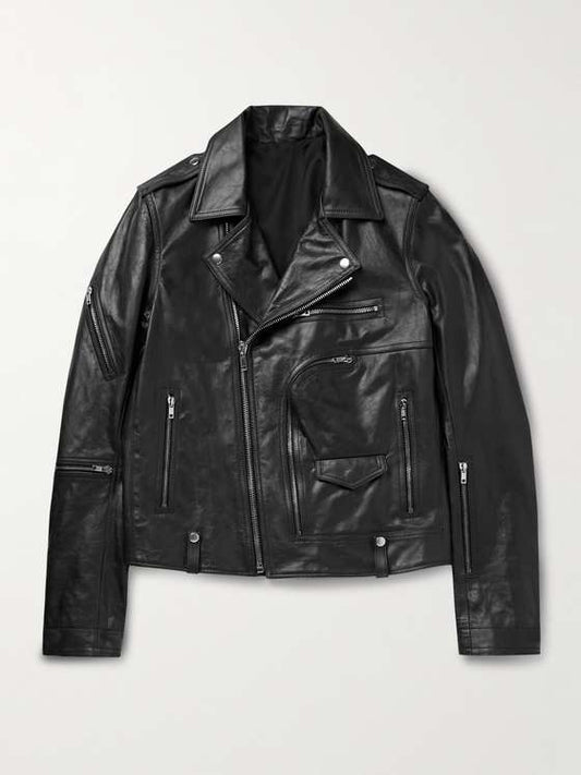 STOOGES Men Leather Biker Jacket