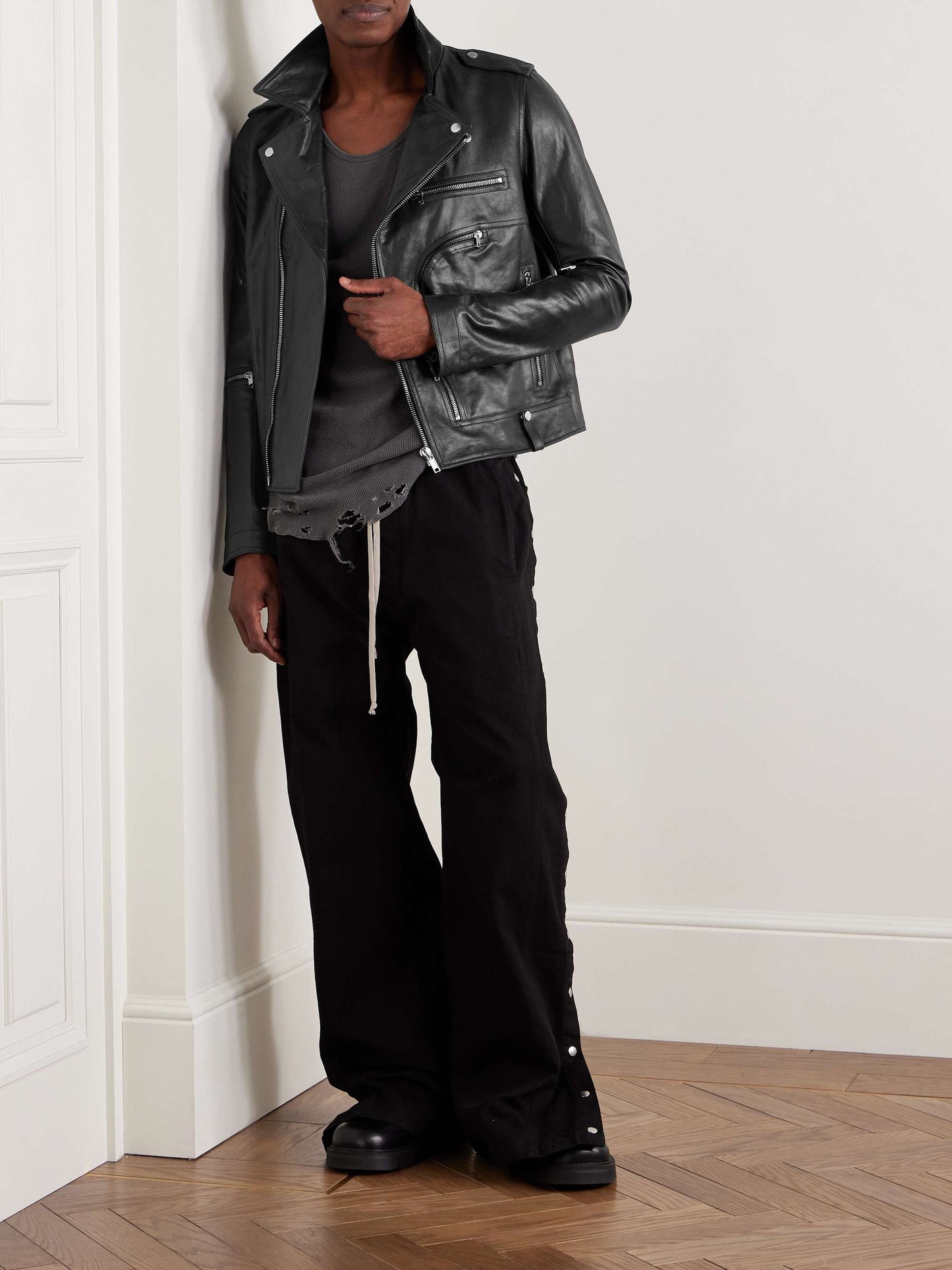 STOOGES Men Leather Biker Jacket