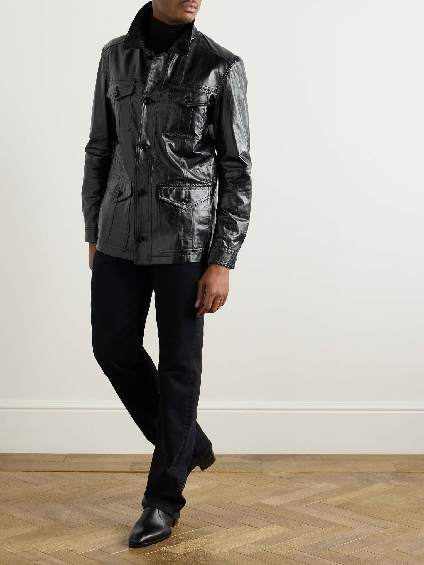 TEXTURED Men Leather Jacket