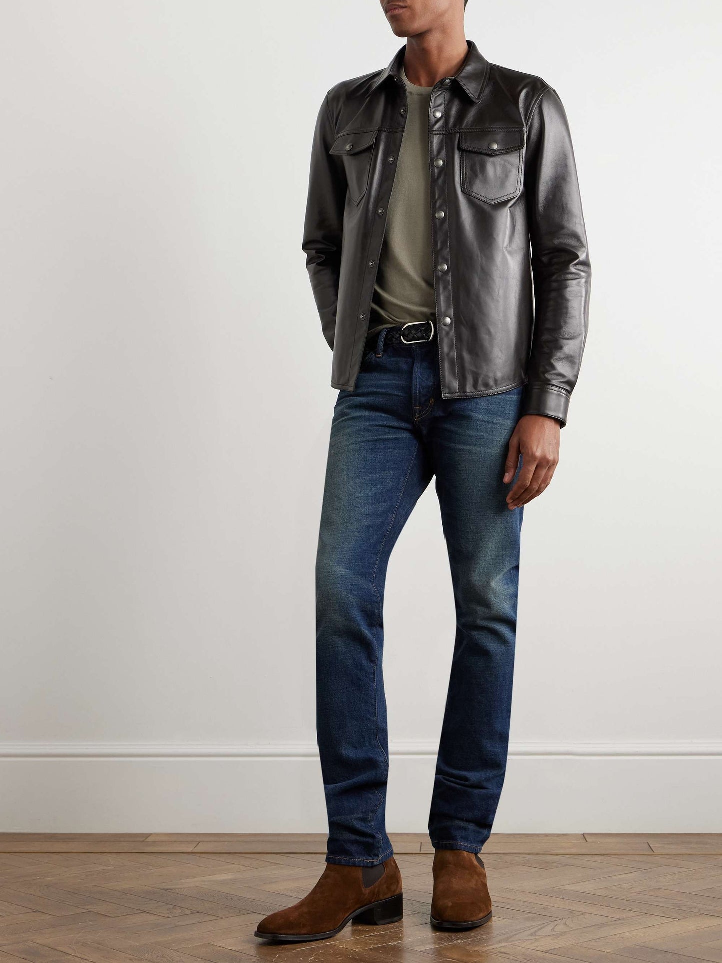 TOFFOR Men Leather Jacket