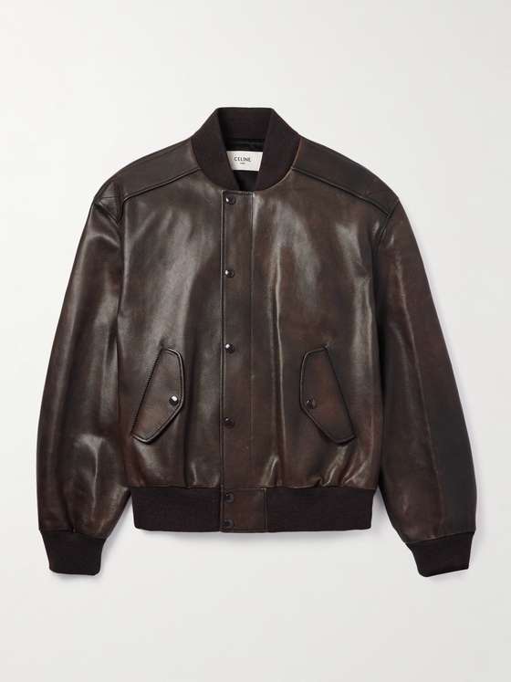 TEDDY Men Leather Bomber Jacket