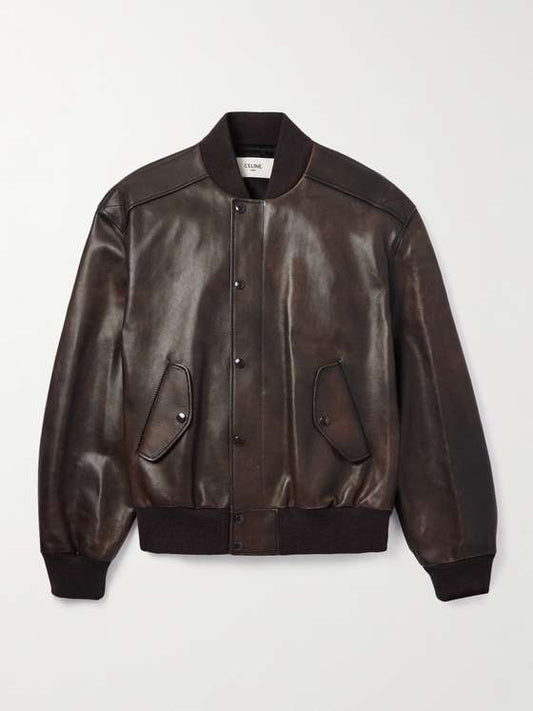 TEDDY Men Leather Bomber Jacket