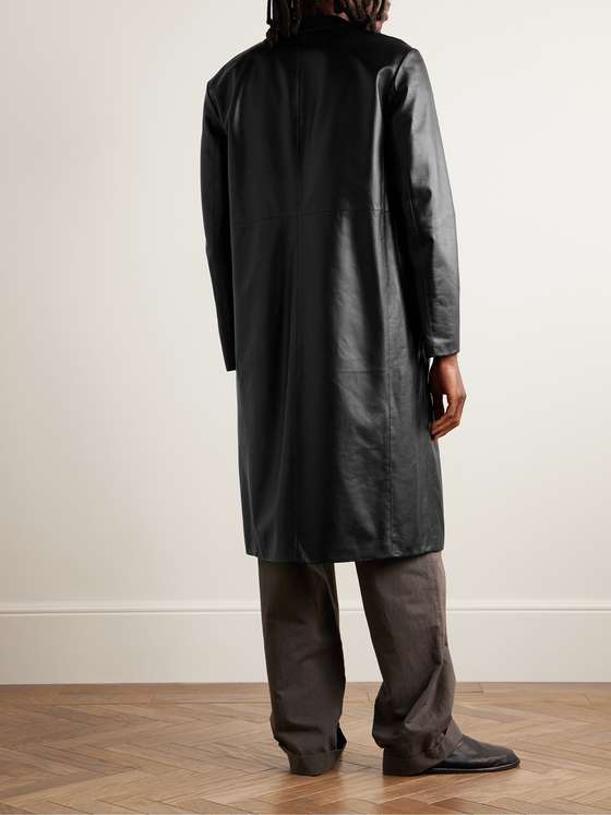 ALCAPONE Men Long Leather Coat