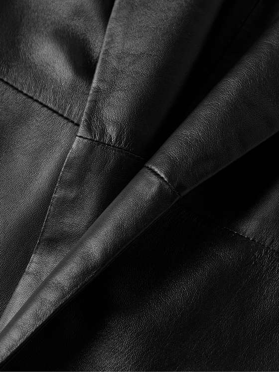 ALCAPONE Men Long Leather Coat